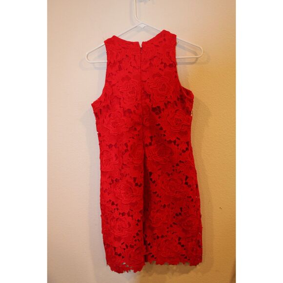 J.Crew Luxe lace dress red aplique size 2 womens mini dress - Picture 5 of 9